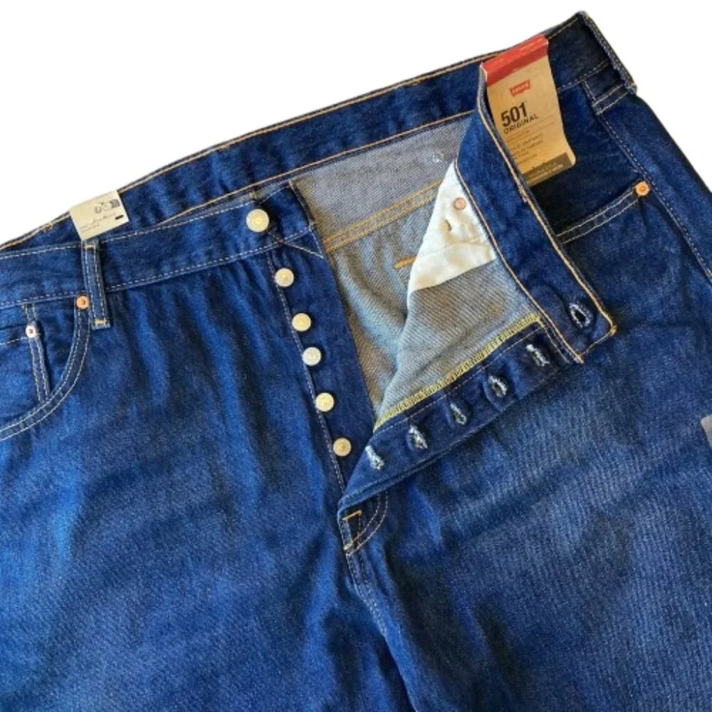 Levi's Men's 501 Original Fit Jeans Straight Leg Button Fly 46x29 Dark Wash NWT